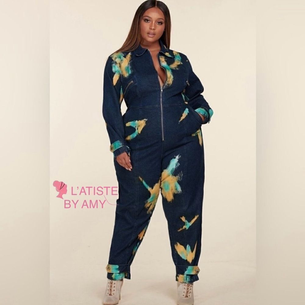 New Plus Size Dark Denim Jumpsuit L'ATISTE by AMY